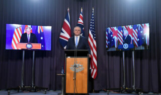 Scott Morrison nuclear submarine announcement uk us AUKUS