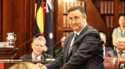 Shaoquett Moselmane looking to camera - valedictory speech to NSW parliament . Image: Supplied