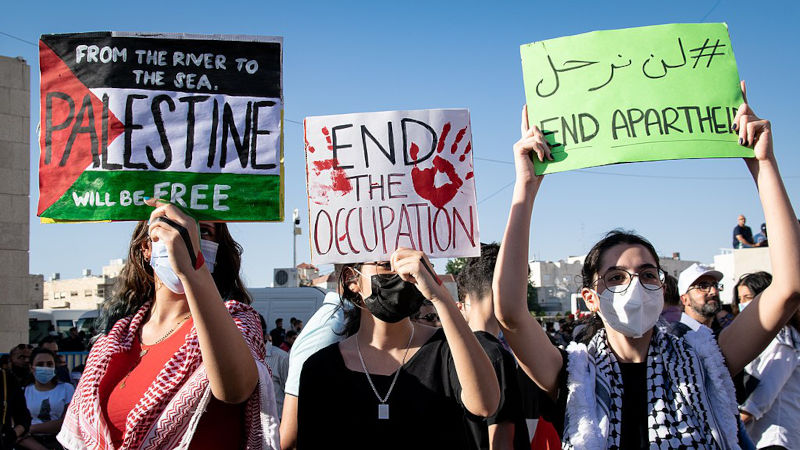 "From the river to the sea Palestine will be free", "End the occupation", "End apartheid." "From The River To The Sea" Is genocide, But actual genocide is not genocide