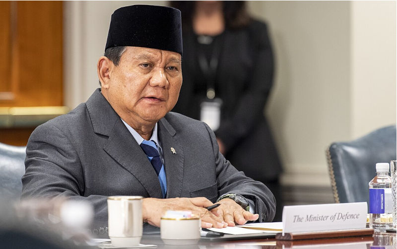 Indonesian Defense Minister Prabowo Subianto during a bilateral exchange at The Pentagon on August 24, 2023