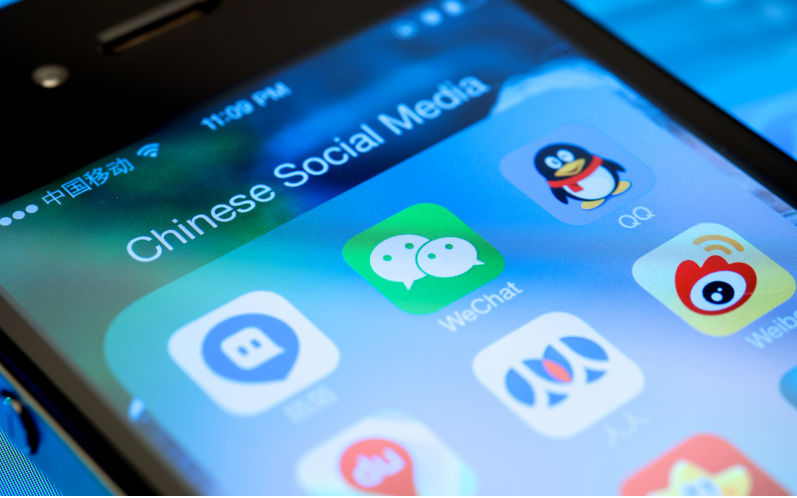 Chinese Social Media and the rise of WeChat from Tencent in competing with Facebook. Image: iStock / c8501089