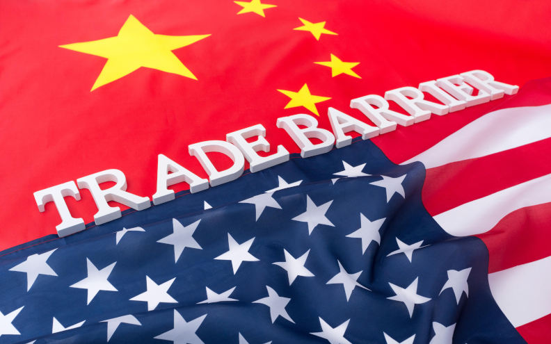 PJEKCN Metaphor for US-China trade war / China-America tariffs - as part of Donald Trump's MAGA / Make America Great Again strategy, trade war with China. Contributor: Marcus Harrison - geopolitics / Alamy Stock Photo Image ID: PJEKCN