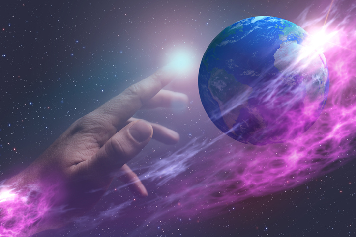 God and Earth concept. Mixed media. Image: iStock / Oleksandr Bushko