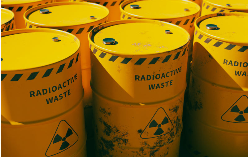 Radioactive waste barrel concept background image, 3d rendering. Image: iStock / mesh cube