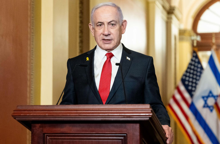 Washington, United States. 07th Feb, 2025. Benjamin Netanyahu (a.k.a. Bibi Netanyahu) speaking at the U.S. Capitol. Credit: SOPA Images Limited/Alamy Live News. Contributor: SOPA Images Limited / Alamy Stock Photo Image ID: 2SD2A1M