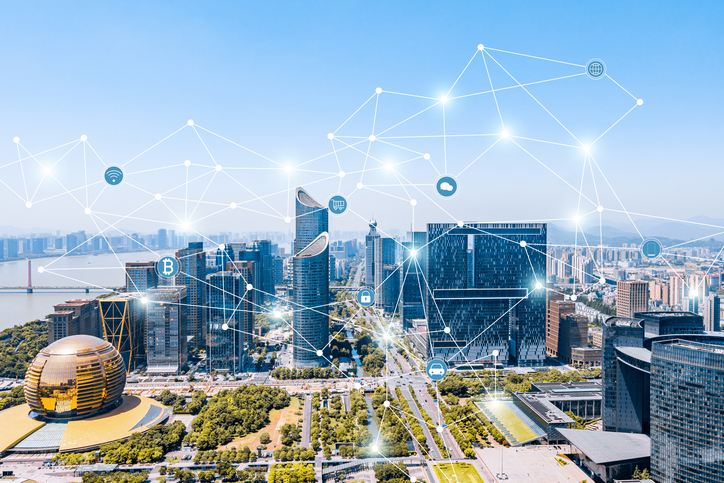 High Angle View of the urban skyline and Smart City Concept in Hangzhou, Zhejiang Province, China. Image: iStock/Govan Zhang