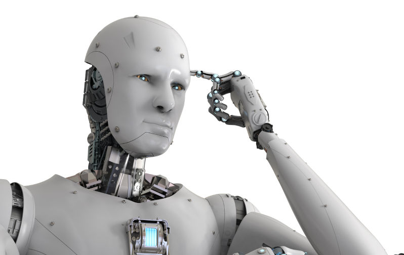 AI robot thinking with finger pointed at head. Image: iStock / PhonlamaiPhoto