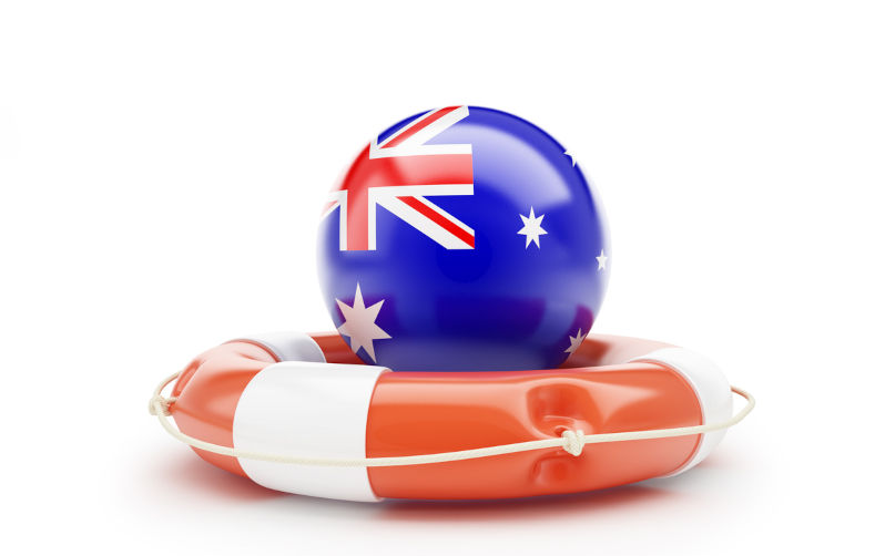 Lifebelt with Australia flag help on a white background 3D illustration. Image: iStock / 3dfoto