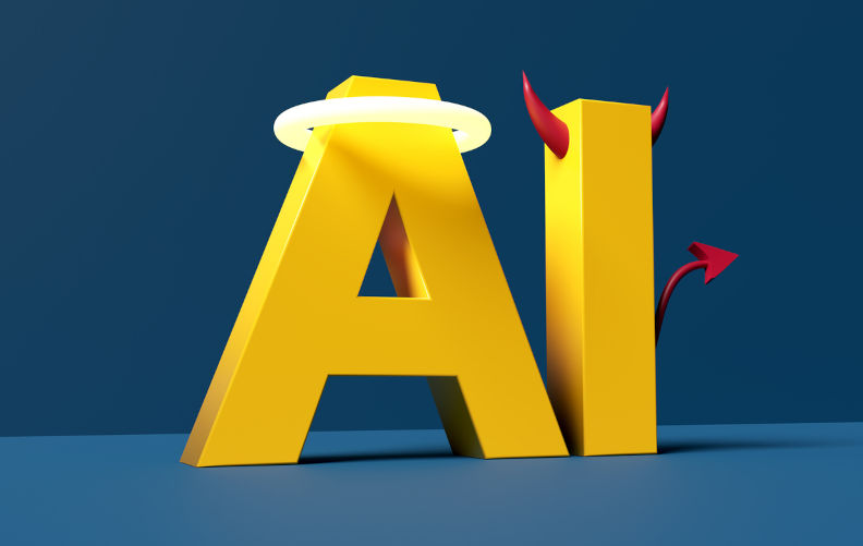 AI ethics and morality concept. The use of artificial intelligence for the good or bad. Image: iStock / cagkansayin