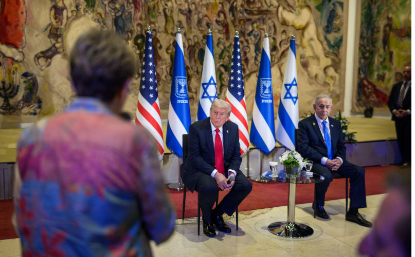 President Donald Trump meets with hostage families alongside Israeli Prime Minister Benjamin Netanyahu at the Knesset in Jerusalem, Israel, Monday, October 13, 2025, during a visit to celebrate the U.S.brokered ceasefire and hostage release agreement between Israel and Hamas. (Official White House Photo by Daniel Torok) Image Alamy ContributorAmerican Photo Archive. Image ID3CXHPFB