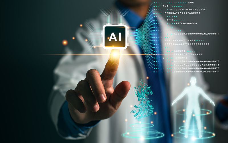 Artificial intelligence technology AI in genetic engineering prediction and drug design research. Image iStock / CreditSuriphon Singha