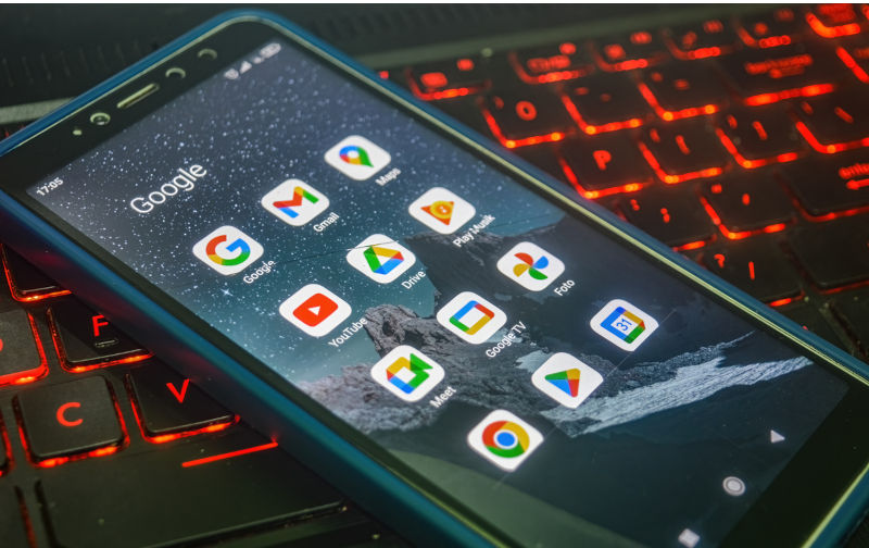 Smartphone that displays a collection of Google applications, Indonesia, 11 May 2024. Image iStock / CreditAnzz Media