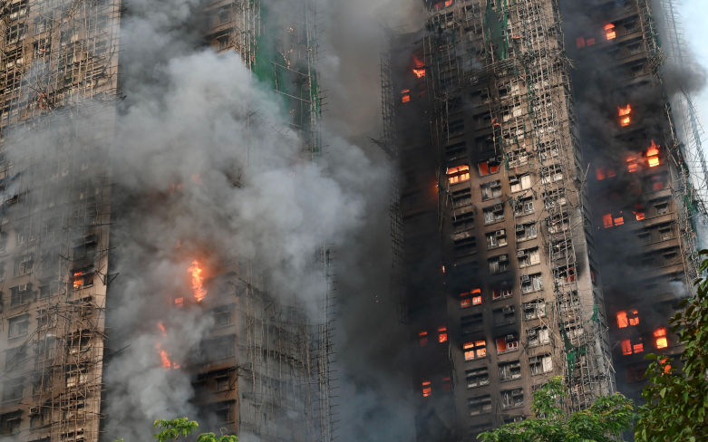 3D7JRDR Hong Kong, Hong Kong. 26th Nov, 2025. A general view showing the major fire at Wang Fuk Court in Tai Po on November 26, 2025 in Hong Kong. (Photo by Kobe Li Nexpher Images Sipa USA) Credit Sipa USA Alamy Live News