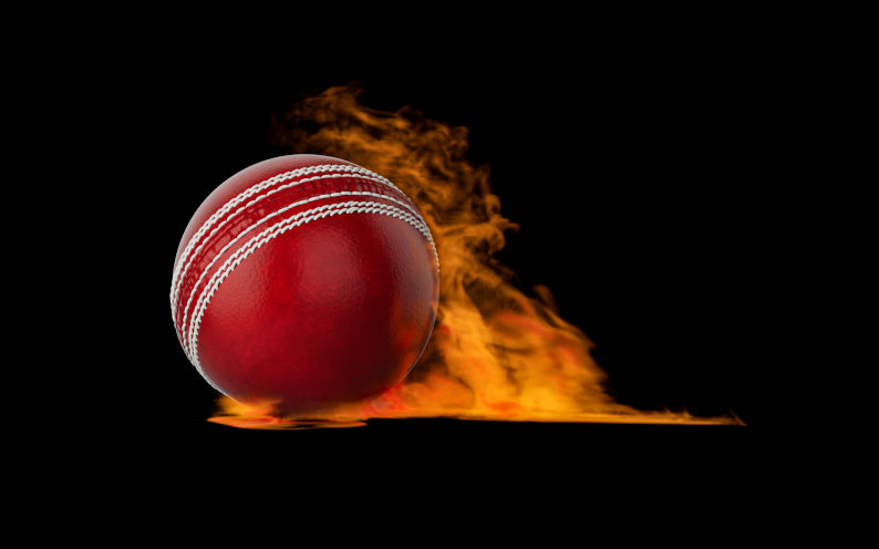 Shiny Red Leather Stitched Test Cricket Match Ball With Red Dusky Fire Smoke Texture 3D Illustration Image iStock credit Hammad Khan