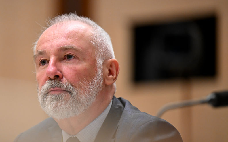 Australian Public Service Commissioner (APSC) Gordon de Brouwer speaks during Senate Estimates at Parliament House in Canberra, Tuesday, February 25, 2025. AAP Image Credit Lukas Coch