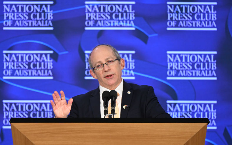 Israeli Ambassador to Australia Hillel Newman addresses the National Press Club in Canberra, Tuesday, March 31, 2026. Image AAP Photo Lukas Coch