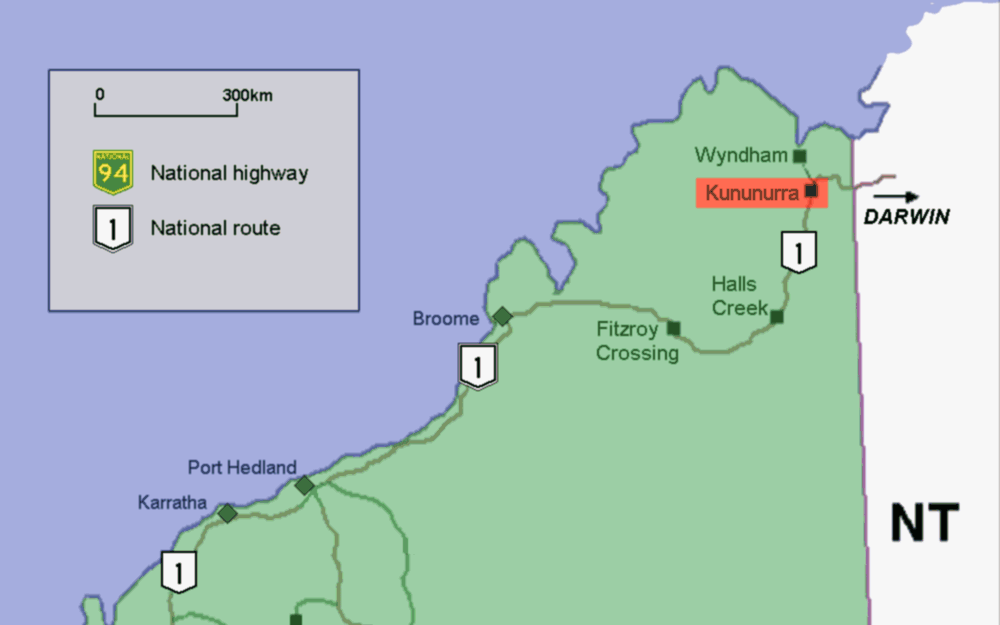 Kununurra location map , location of proposed Jewish settlement 1939 Image Wikimedia Commons CC BYSA 3.0, https commons.wikimedia.org w index.php?curid=464338