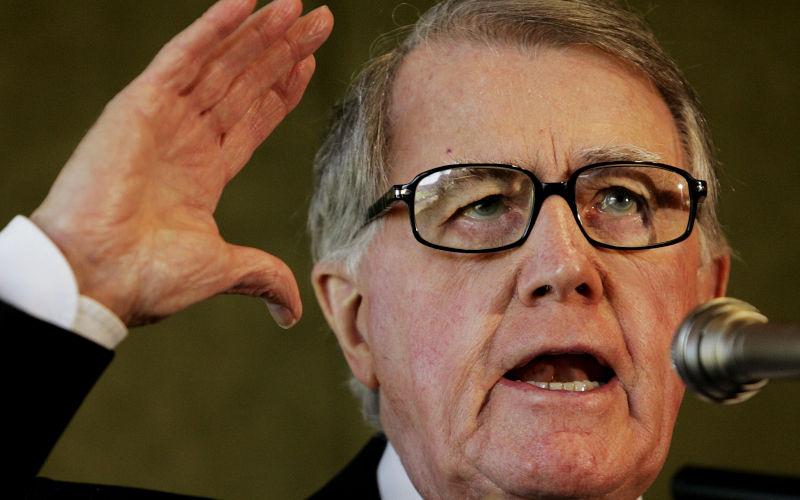 Former NSW premier Neville Wran speaks at the launch of the new book examining the Labor Governments leadership of NSW from 1976 to 1986 The Wran Era in Sydney, Monday, May, 8, 2006. Former Australian Prime Minister Paul Keating also spoke at the launch. Image AAP Tracey Nearmy