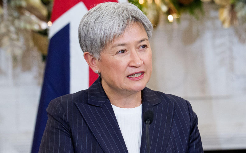 Washington, United States. 08th Dec, 2025. Australian Foreign Minister Penny Wong gives remarks during a joint USAustralian press event at the Department of State in Washington, DC, on Monday December 8, 2025. President Trump endorsed a deal for Australia to buy USmade nuclear submarines. (Photo by Aaron Schwartz Sipa USA) Credit Sipa USA Alamy Live News Image ID 3DA3DWR