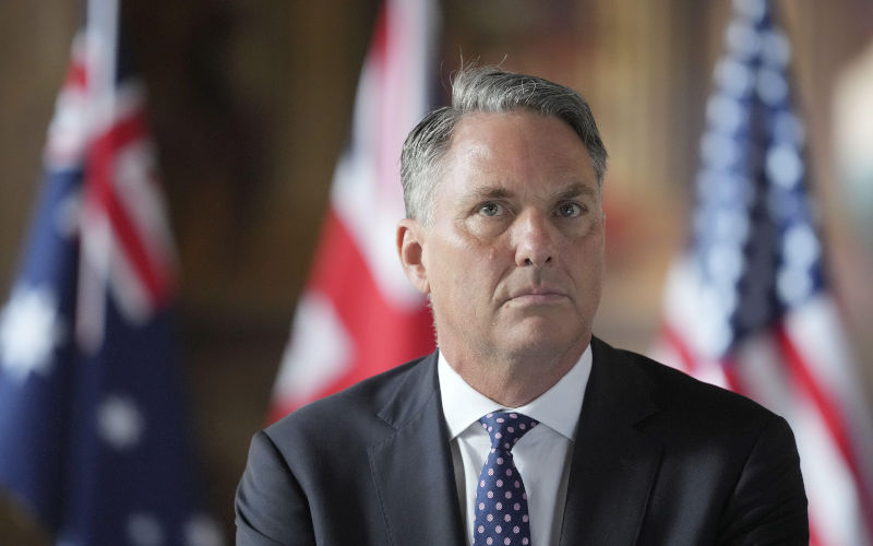 Deputy PM and Australian Defence Minister Richard Marles during the AUKUS Defence Ministers Meeting at Old Royal Naval College, Greenwich, London. Thursday September 26, 2024. Image Alamy Image ID 3A2RE5T