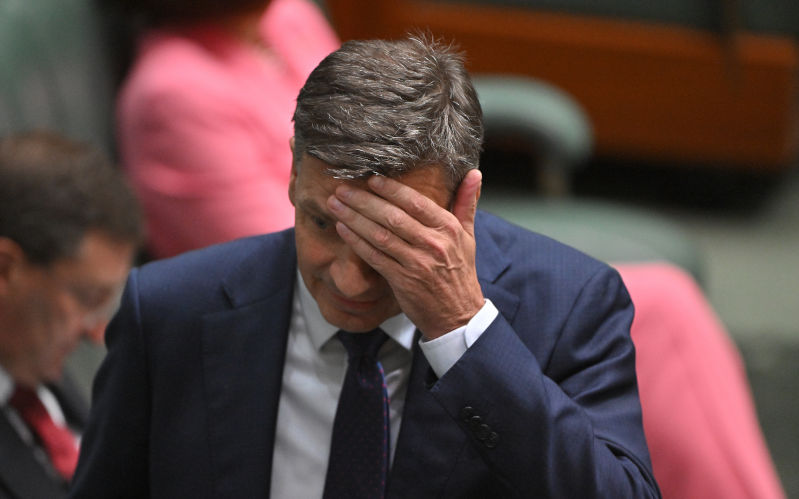 Leader of the Opposition Angus Taylor during Question Time in the House of Representatives at Parliament House in Canberra, Thursday, March 12, 2026. Image AAP Mick Tsikas