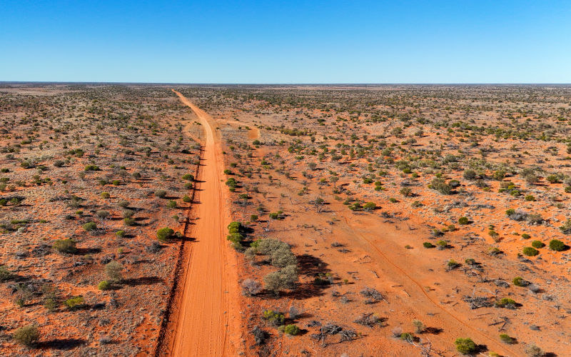 Aerial views of the rugged terrain along Cameron Corner Road in outback Queensland ImageiStock Chris Manning