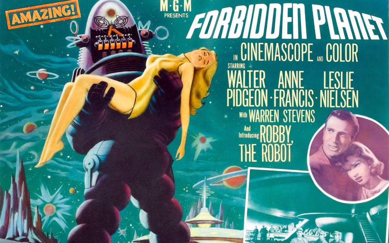 Forbidden Planet 1956 Poster artwork with Robby the Robot EDITORIAL USE ONLY Copyright XX Alamy Image ID 2WYAE60