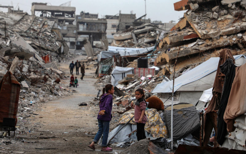 The destruction left by the Israeli war east of Gaza City February 09, 2026 General images show the destruction left by the Israeli war in the Sheikh Radwan pond area, northeast of Gaza City. Palestinians in the Strip are living in difficult conditions as a result of the continued bombing and the severe shortage of food and medicine. Copyright xx Alamy Image ID3DNFMNR