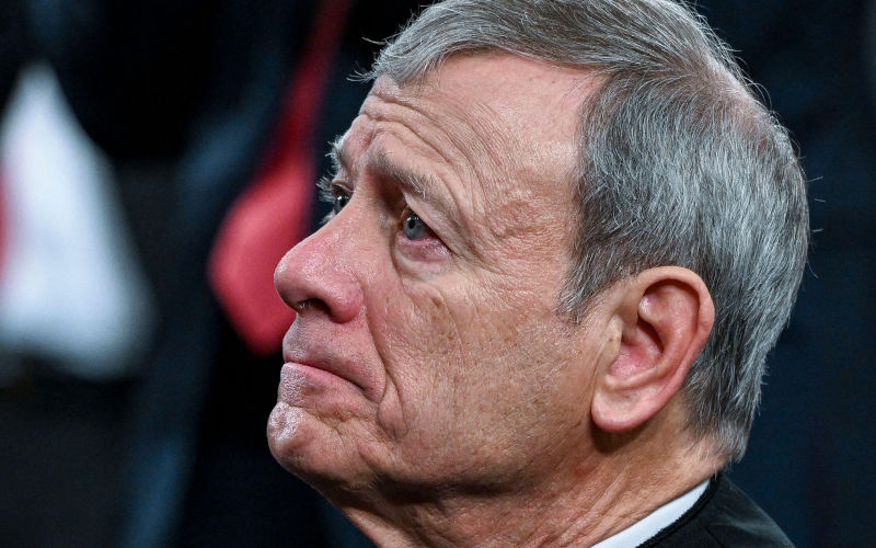 Washington, United States Of America. 24th Feb, 2026. Chief Justice of the United States John G Roberts, Jr. watches as President Donald J. Trump delivers the first State of the Union address of his second term to a joint session of Congress in the House Chamber of the United States Capitol in Washington, DC, on Tuesday, February 24, 2026. Credit CNP AdMedia Newscom Alamy Live News ID 3DW9FMG