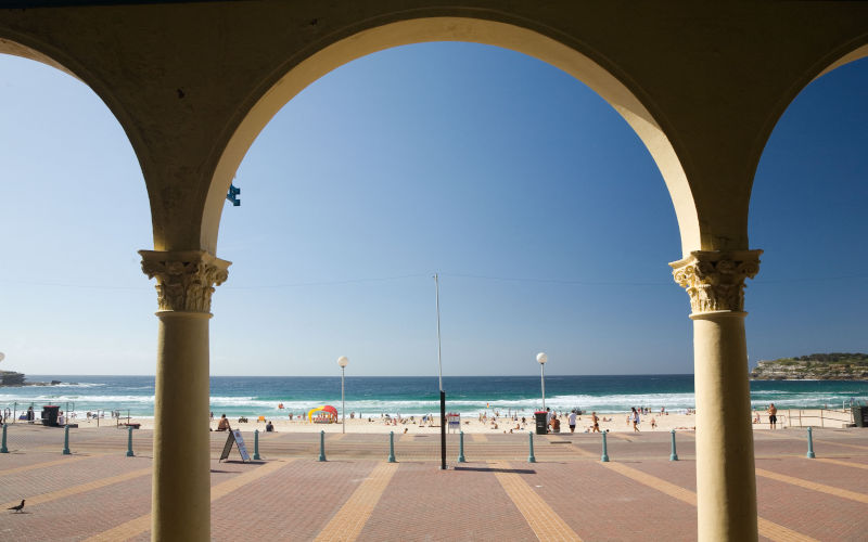 Looking out from The Bondi Pavillion at Bondi Beach Sydney, New South Wales, AUSTRALIA. Image Paul Kingsley 2007 Alamy IDA5X48P