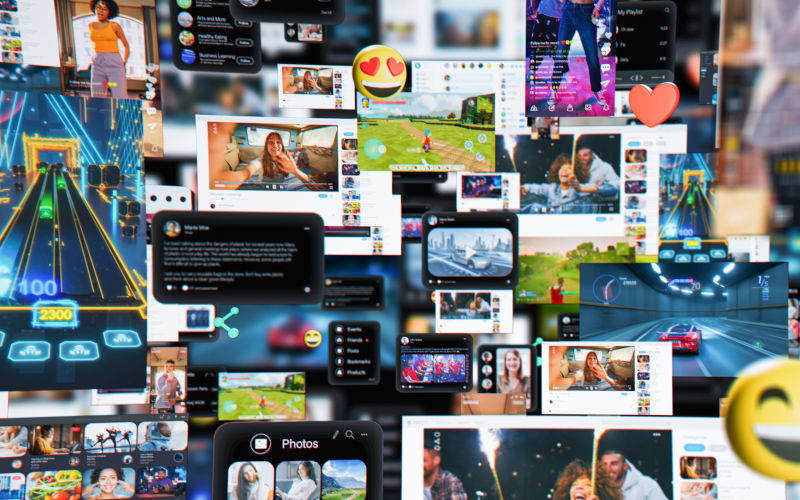 Messenger Apps, Dating Profiles, Game Streams, Entertainment Viral Videos All Connected in social media network ImageiStock gorodenkoff