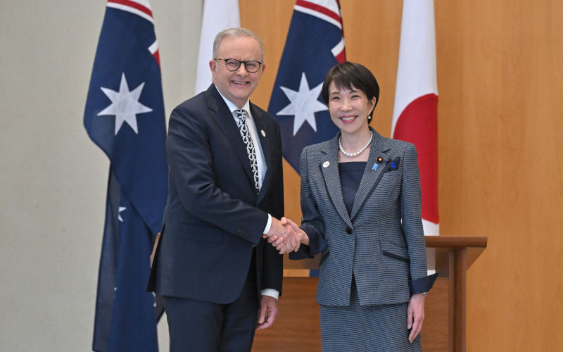 Prime Minister Sanae Takaichi and Prime Minister Anthony Albanese during a visit to Australia, at Parliament house in Canberra, Monday, May 4, 2026. Prime Minister of Japan Sanae Takaichi is on a three day visit to Australia. ImageAAP Photo Mick Tsikas