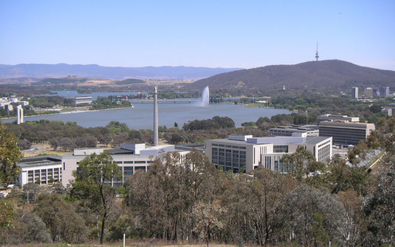 Department of Defence Building Canberra overlooking Lake Burley Griffin Image Nick Dowling at the Englishlanguage Wikipedia, CC BYSA 3.0, https commons.wikimedia.org w index.php?curid=4841382