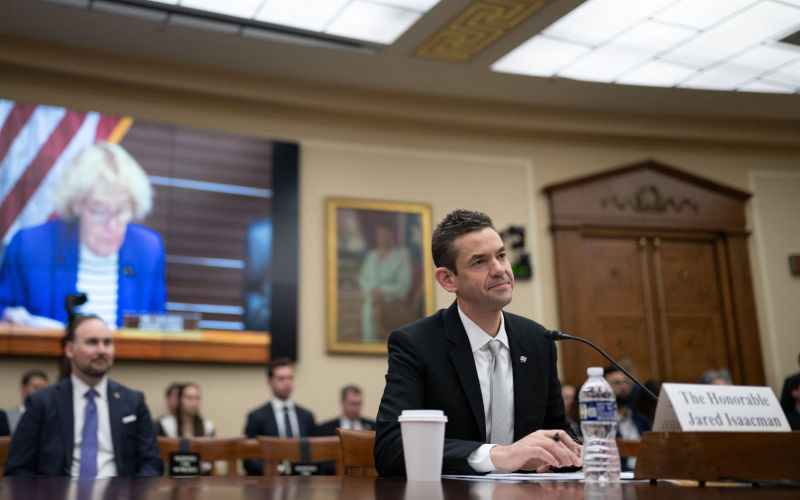 Washington, United States Of America. 22nd Apr, 2026. Washington, United States of America. 22 April, 2026. NASA Administrator Jared Isaacman listens to a question during a House Committee on Science, Space, and Technology hearing on the Fiscal Year 2027 budget at the Rayburn House Office Building, April 22, 2026, in Washington, DCCredit Joel Kowsky NASA Alamy Live News Alamy ID3EAH1A1