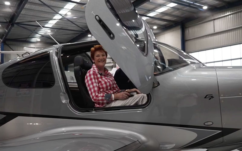 Pauline Hanson plane gifted by Gina Rinehart. Image Facebook