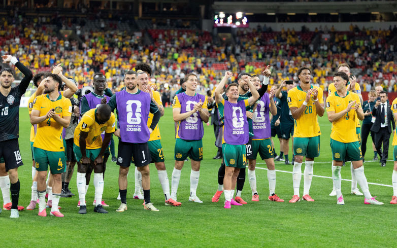 Vancouver, Canada. 13 June 2026. Australian celebrate during the FIFA World Cup 2026 Group D match between Australia and Turkiye at BC Place. Credit John Carusi Alamy Live News Image ID 3EPBDBK