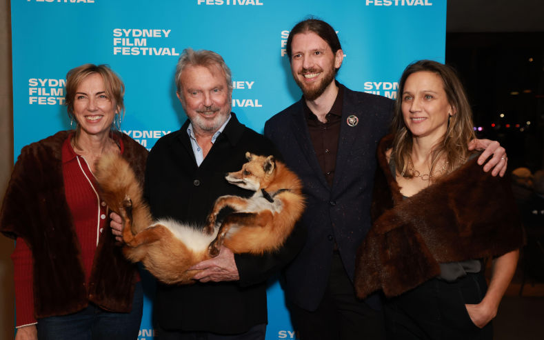 Sydney, NSW, Australia. 4th June 2026. LR Sam Jennings, cast member Sam Neill, Director Dario Russo attend the NSW Premiere of The Fox at the Sydney Opera House. Credit RM Alamy Live News Image ID3EKY318