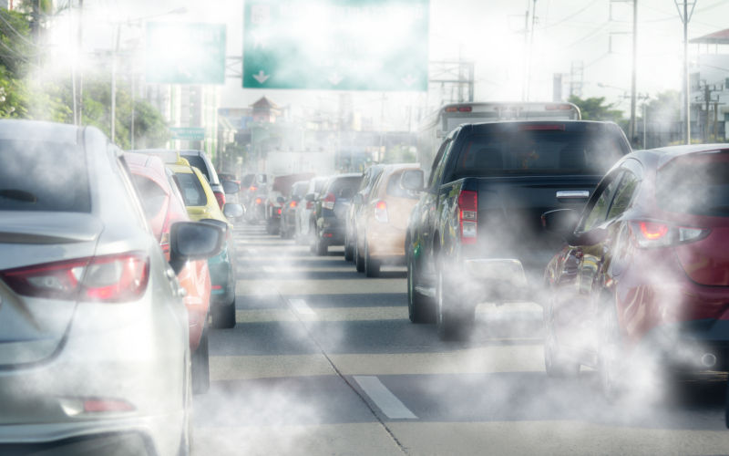Smoke from car exhaust on the road. Image iStock hirun