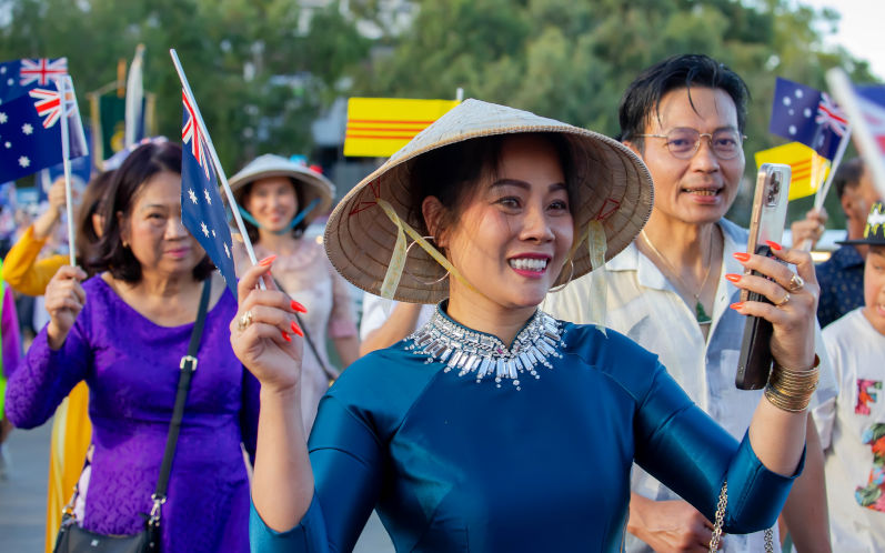 26012025 Australia Day Parade in Adelaide, South Australia, featuring Vietnamese national community with flags, costumes, and celebration their heritage and contribution to Australian society. The showcases a vibrant display of cultural diversity and community spirit. The parade is filled with energy, festivity, and unity, as people from different backgrounds come together to honor Australias multicultural identity Image IStock Elena Pochesneva