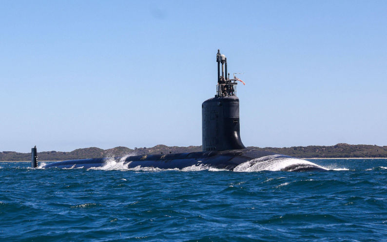 USS Minnesota SSN783 Virginia class fast attack submarine off the coast of Perth, Western Australia, Sunday, March 16, 2025. Image Alamy Imago. PhotoColin Murty Alamy ID 3A3H7GP