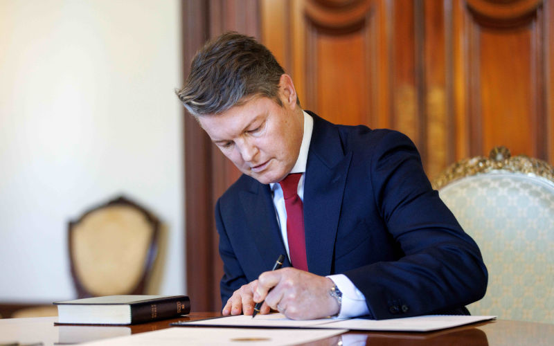 Ben Carroll is signed in as Premier of Victoria at Government House, in Melbourne, Tuesday, July 28, 2026. Image AAP David Geraghty