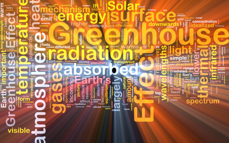 Words about climate on a firey coloured background. Image iStock kgtoh