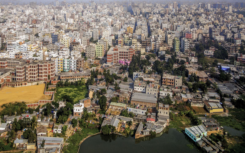 The urban city area of Dhaka, the Capital of Bangladesh. Image IStock Meinzahn