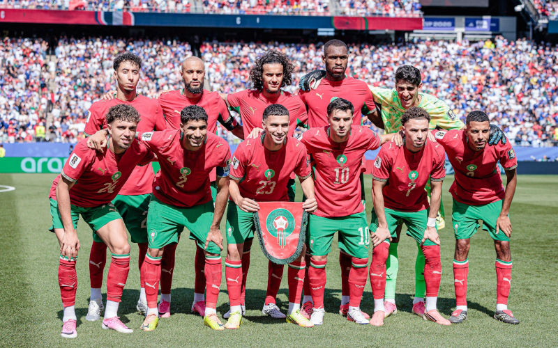 New York, New York, USA. 9th July, 2026. Boston (MA), 09 07 2026 World Cup France vs Morocco The Moroccan team during the match between France and Morocco for the FIFA World Cup 2026 quarterfinals at Boston Stadium on Thursday afternoon, July 9, 2026 in Boston, USA. Credit Paulo H Dias PhD Press TheNews2 Image Phd Press TheNEWS2 via ZUMA Press Wire. Alamy Image ID 3F0W8FX