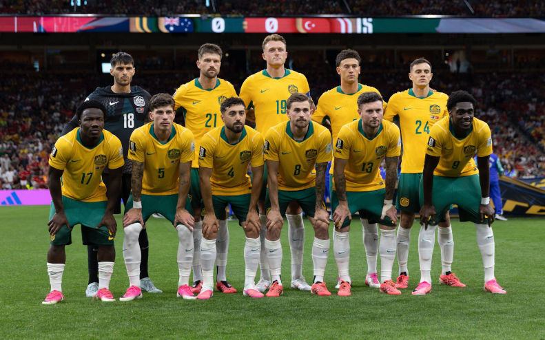 Vancouver, Canada. 13 June 2026. The starting 11 for the Socceroos FIFA World Cup 2026 Group D match between Australia and Türkiye at BC Place. Image Alamy John Carusi Image ID 3ERHAP7
