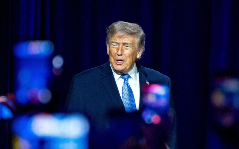 Washington, United States Of America. 26th June, 2026. United States President Donald J Trump arrives to make remarks during the Faith and Freedom Coalition 2026 Road to Majority Policy Conference at the Washington Hilton Hotel in Washington, DC, USA, on Friday, June 26, 2026. Image Bonnie Cash Pool via CNP Photo via Credit Newscom Alamy Live News. Alamy ID3EWDWRK