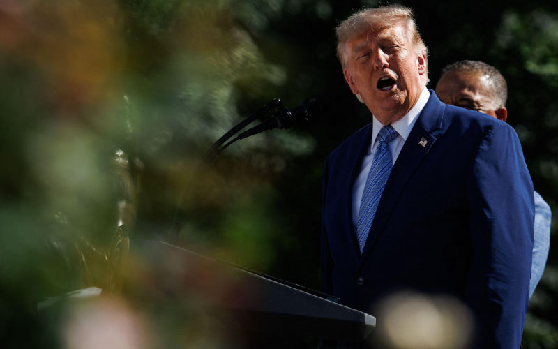 U.S. President Donald Trump speaks during an event with the 2025 MLB World Series Champions the Los Angeles Dodgers in the Rose Garden at the White House on July 23, 2026 in Washington, DC The Dodgers defeated the Toronto Blue Jays in Game 7 of the 2025 MLB World Series to claim backtoback championship titles. (Photo by Samuel Corum Sipa USA) Credit Sipa USA Alamy Live News Image ID 3F3FFER