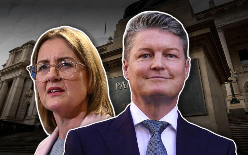 A composite created on Monday, July 27, 2026 featuring Victorian Premier Jacinta Allan (L) and Victorian Deputy Premier Ben Carroll (R). The deputy premier, has announced his intention to challenge Jacinta Allan for the partys leadership. Image AAP GRAPHICS Susie Dodds