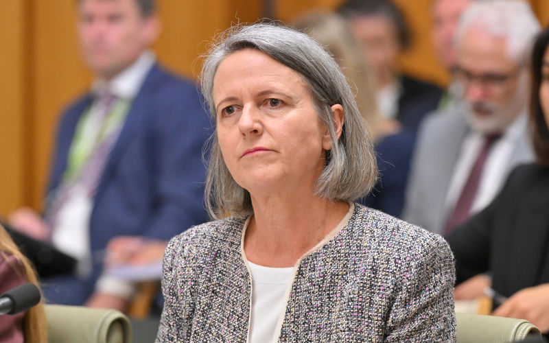 Department of Treasury Secretary Jenny Wilkinson during Senate Estimates at Parliament House in Canberra, Wednesday, February 11, 2026. ImageAAP Mick Tsikas