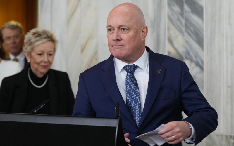 New Zealand Prime Minister Christopher Luxon speaks to reporters at Parliament in Wellington, New Zealand, on Wednesday, Aug. 12 2026, after surviving a leadership vote among his own partys lawmakers. Image AAP AP Charlotte Graham McLay